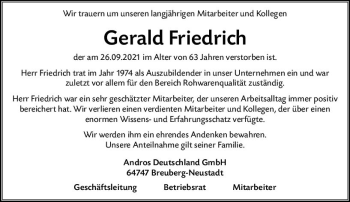 Traueranzeige von Gerald Friedrich von vrm-trauer