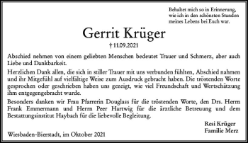 Traueranzeige von Gerrit Krüger von vrm-trauer