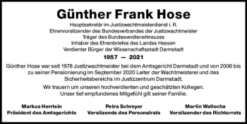 Traueranzeige von Günther Frank Hose von vrm-trauer