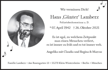 Traueranzeige von Hans Günter Lamberz von vrm-trauer