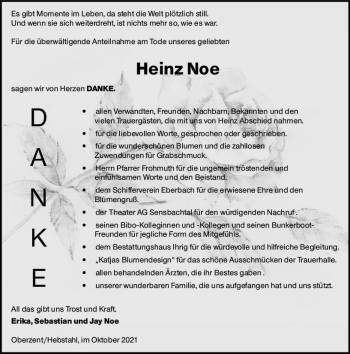 Traueranzeige von Heinz Noe von vrm-trauer