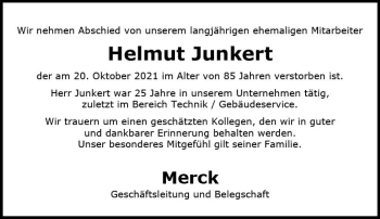 Traueranzeige von Helmut Junkert von vrm-trauer