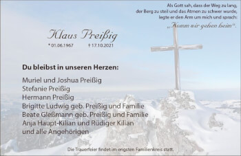 Traueranzeige von Klaus Preißig von vrm-trauer