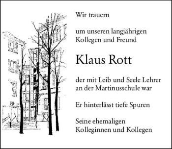Traueranzeige von Klaus Rott von vrm-trauer