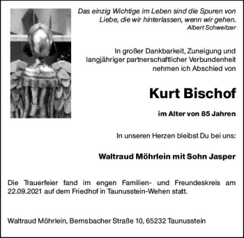Traueranzeige von Kurt Bischof von vrm-trauer