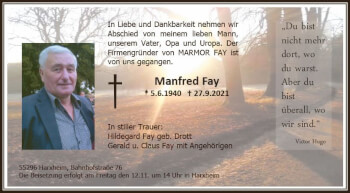 Traueranzeige von Manfred Fay von vrm-trauer