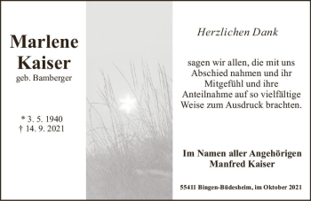 Traueranzeige von Marlene Kaiser von vrm-trauer