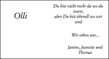 Traueranzeige von Oliver  von vrm-trauer