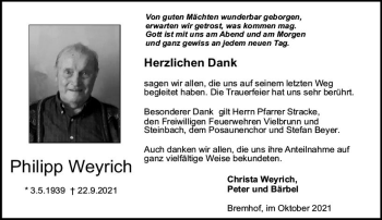 Traueranzeige von Philipp Weyrich von vrm-trauer