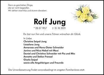 Traueranzeige von Rolf Jung von VRM Tageszeitungen