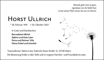 Traueranzeige von Horst Ullrich von vrm-trauer