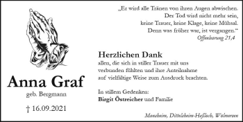 Traueranzeige von Anna Graf von vrm-trauer
