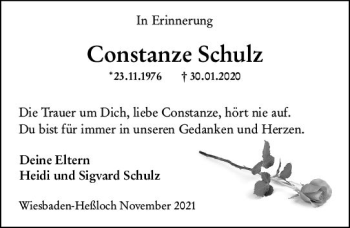 Traueranzeige von Constanze Schulz von vrm-trauer