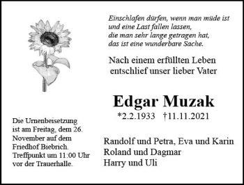 Traueranzeige von Edgar Muzak von vrm-trauer