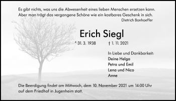Traueranzeige von Erich Siegl von vrm-trauer