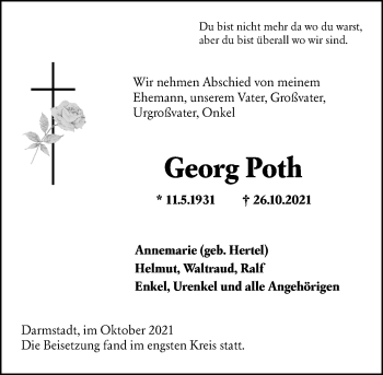 Traueranzeige von Georg Poth von vrm-trauer