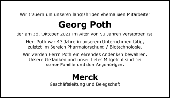 Traueranzeige von Georg Poth von vrm-trauer