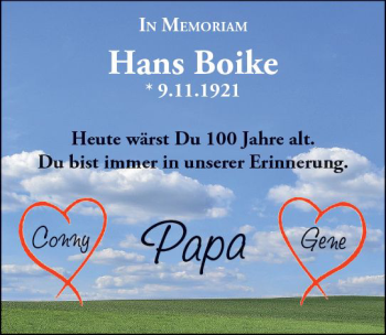 Traueranzeige von Hans Boike von vrm-trauer
