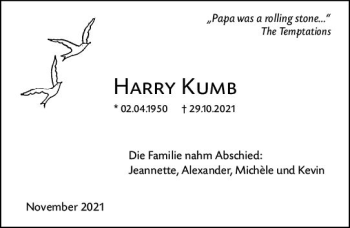 Traueranzeige von Harry Kumb von vrm-trauer