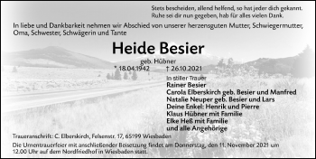 Traueranzeige von Heide Besier von vrm-trauer