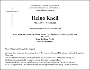Traueranzeige von Heino Knell von vrm-trauer