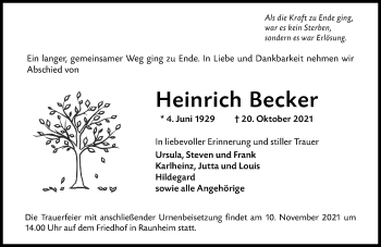 Traueranzeige von Heinrich Becker von vrm-trauer