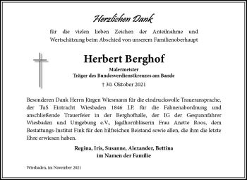 Traueranzeige von Herbert Berghof von vrm-trauer
