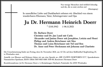 Traueranzeige von Hermann Heinrich Doerr von vrm-trauer