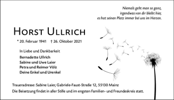 Traueranzeige von Horst Ullrich von vrm-trauer