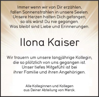 Traueranzeige von Ilona Kaiser von vrm-trauer