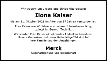 Traueranzeige von Ilona Kaiser von vrm-trauer
