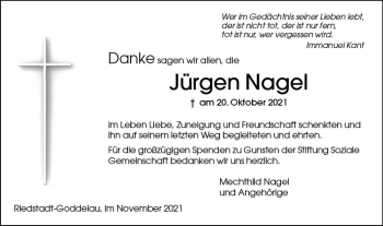 Traueranzeige von Jürgen Nagel von vrm-trauer