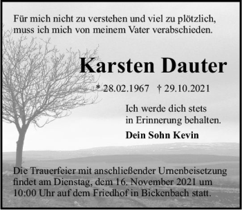 Traueranzeige von Karsten Dauter von vrm-trauer