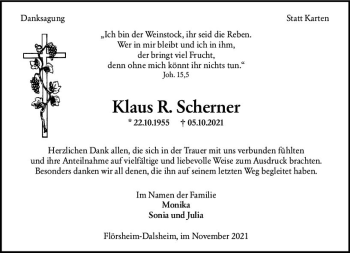 Traueranzeige von Klaus R. Scherner von vrm-trauer