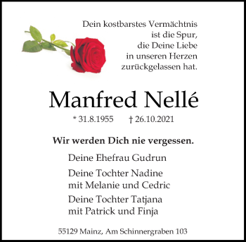 Traueranzeige von Manfred Nelle von vrm-trauer