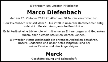 Traueranzeige von Marco Diefenbach von vrm-trauer