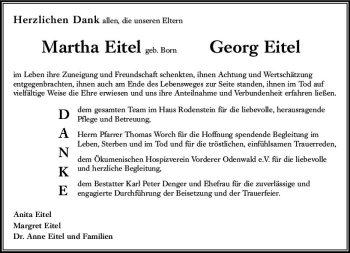 Traueranzeige von Martha Eitel von vrm-trauer