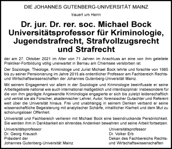 Traueranzeige von Michael Bock von vrm-trauer
