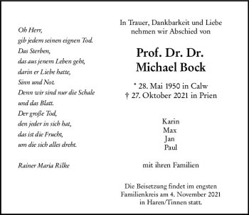 Traueranzeige von Michael Bock von vrm-trauer