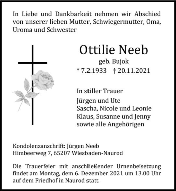 Traueranzeige von Ottilie Neeb von vrm-trauer