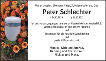 Traueranzeige von Peter Schlechter von vrm-trauer
