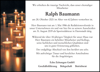 Traueranzeige von Ralph Baumann von vrm-trauer