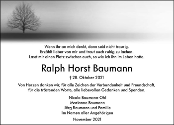 Traueranzeige von Ralph Horst Baumann von vrm-trauer