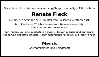 Traueranzeige von Renate Fleck von vrm-trauer