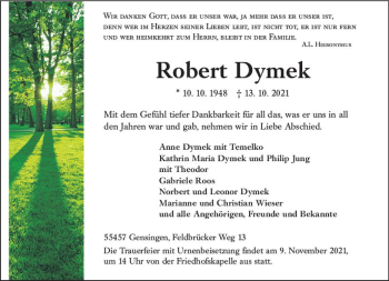 Traueranzeige von Robert Dymek von vrm-trauer
