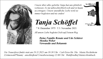 Traueranzeige von Tanja Schöffel von vrm-trauer