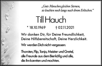 Traueranzeige von Till Hauch von vrm-trauer