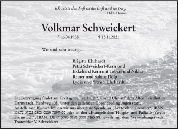 Traueranzeige von Volkmar Schweickert von vrm-trauer
