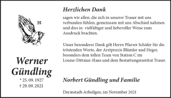 Traueranzeige von Werner Gündling von vrm-trauer