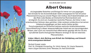 Traueranzeige von Albert Oesau von vrm-trauer